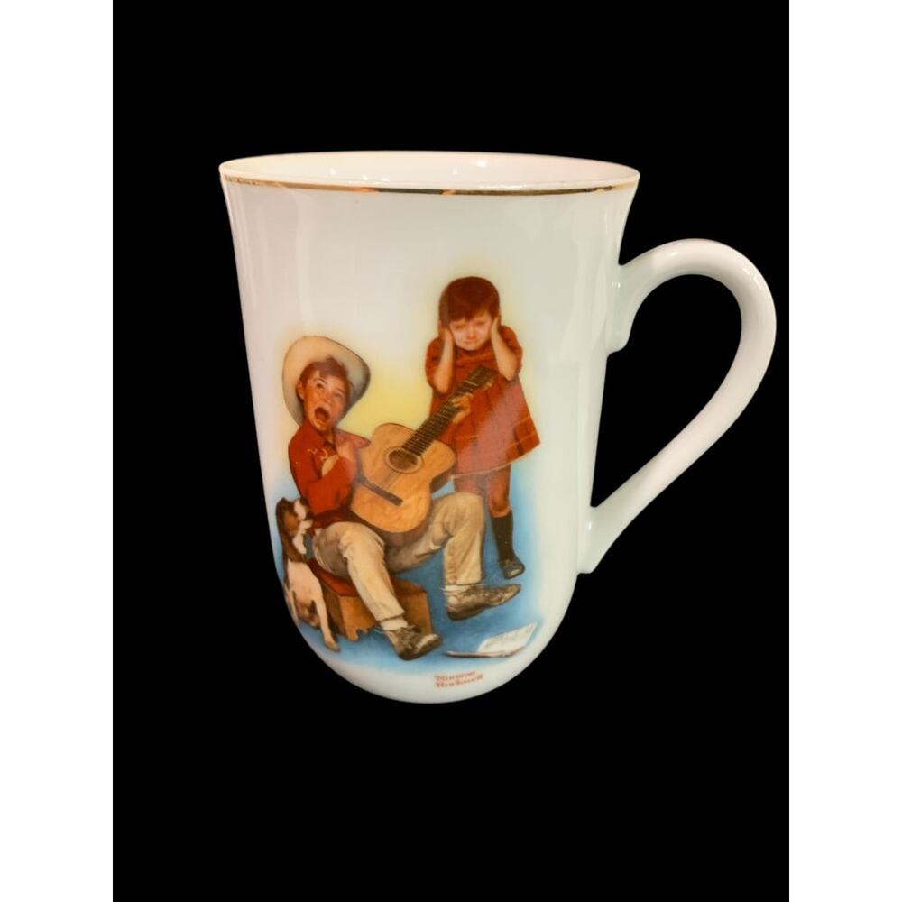 1981 Norman Rockwell HMI Mug Gold Trim "Sour Note"